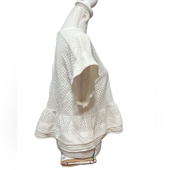 IRO Glen eyelet perforated cotton blend top in white sz 36 - Picture 3 of 6